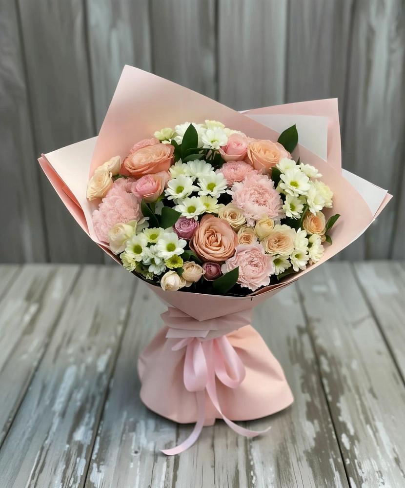 Букет цветов из: Гвоздики, Розы и Хризантемы в Константиновской Краснодарского края