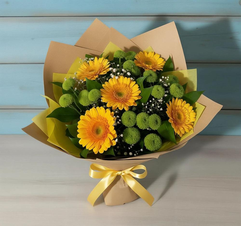 Букет цветов из: Герберы и Хризантемы в Константиновской Краснодарского края