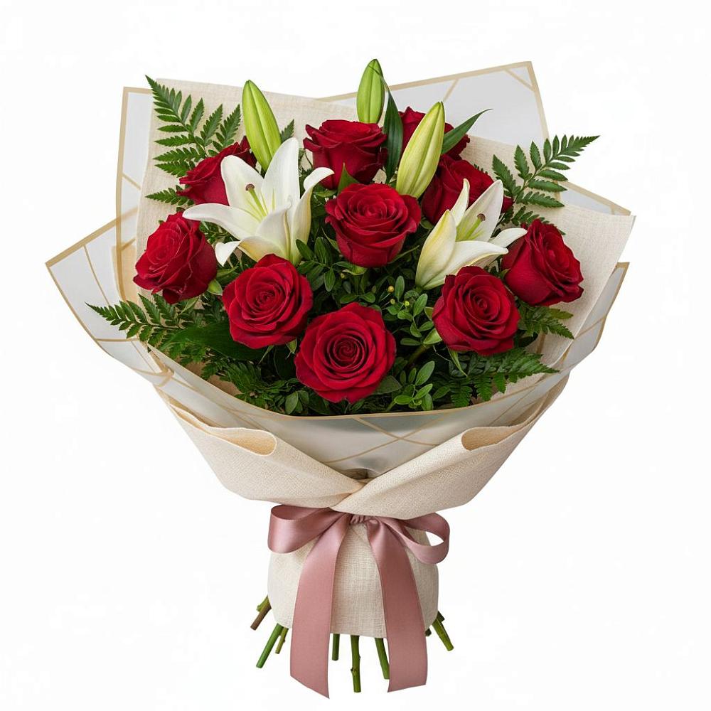 Букет цветов из: Лилии и Розы в Константиновской Краснодарского края