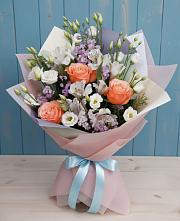 Букет цветов из:  Лизиантусы, Розы, Альстромерии и Гипсофила #REPLACE_PRED# Константиновской Краснодарского края