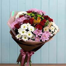 Букет цветов из:  Розы, Хризантемы и Альстромерии в Константиновской Краснодарского края